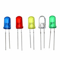 200Pcs 3mm 5mm LED Light White Yellow Red Blue Green Assortment Diodes Kit Box - eElectronicParts