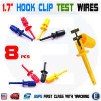 8Pcs 1.7" Multimeter Lead Wire Kit Test Hook Clip Grabbers 4 Colors Test Probe SMT/SMD