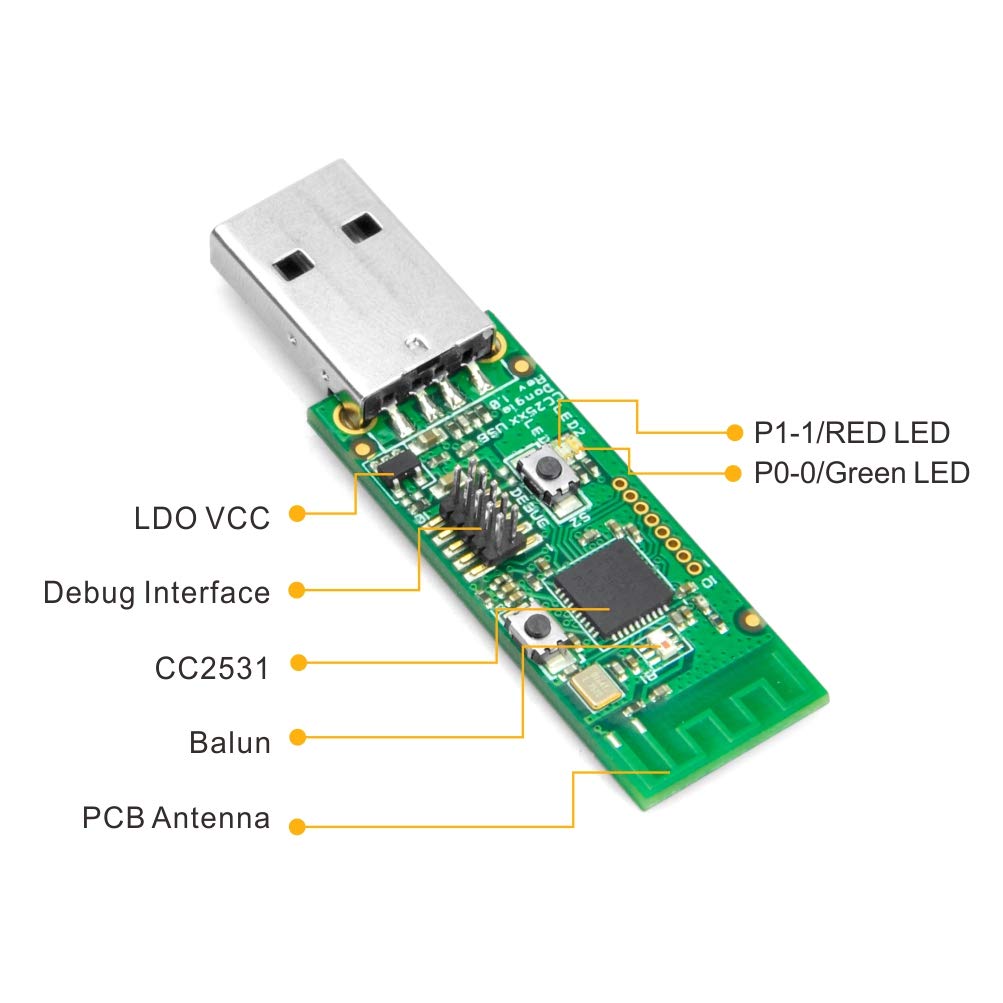 Dioche Zigbee USB Dongle Plus Gateway, Sniffer Protocol Module, Wireless  for Zigbee Sniffer Bare Board USB Interface with Antenna Capture Packet