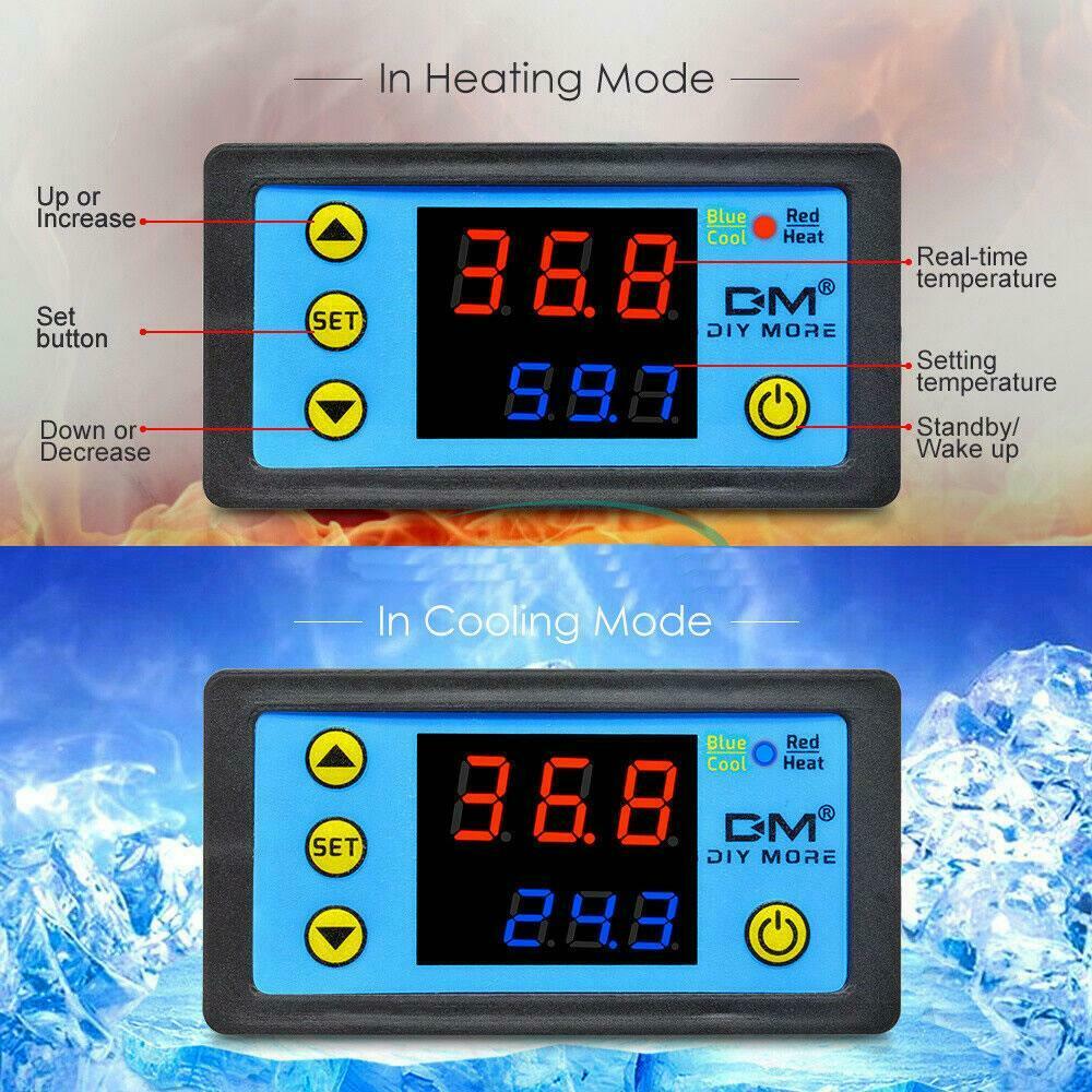 W3231 Digital Dual LED Thermostat Temperature Controller With NTC Sensor 110-220V