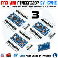 3Pcs Atmega328P Arduino Pro Mini Compatible Board Module 5V 16MHz Atmel - eElectronicParts