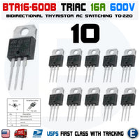 10pcs Thyristor BTA16-600 Triac BTA16-600B 16A 600V TO-220 USA - eElectronicParts