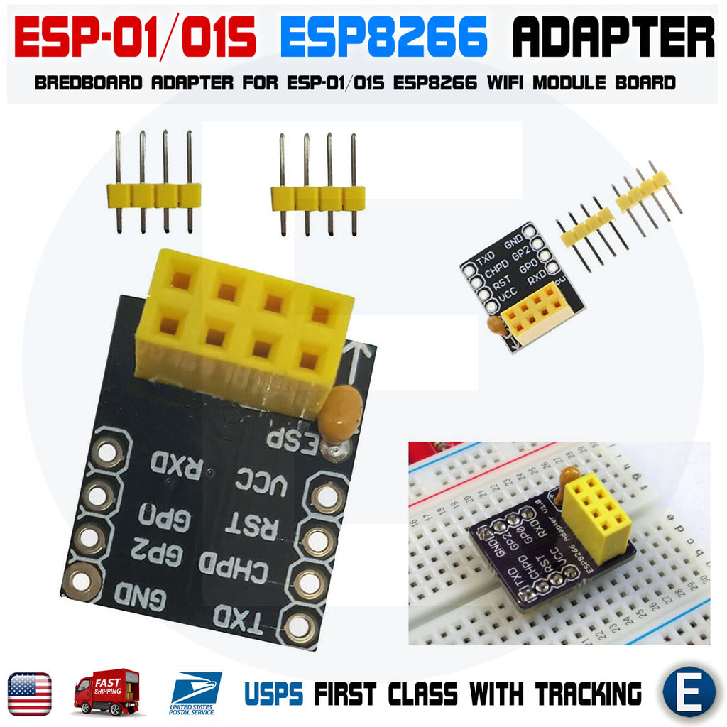 ESP-01S ESP-01 Breakout Breadboard Adapter ESP8266 Wireless WiFi Module - eElectronicParts
