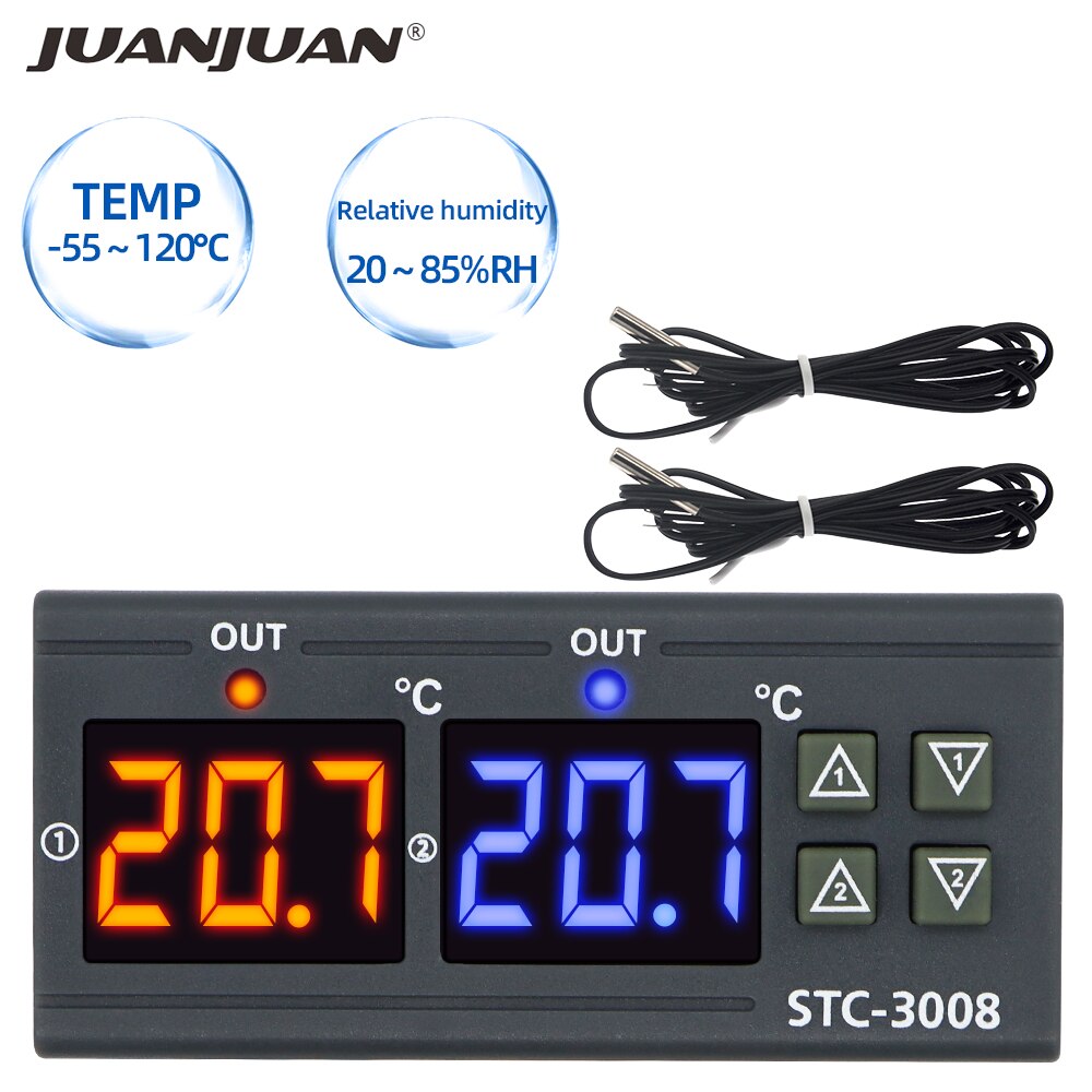STC-3008 Doppio regolatore di temperatura digale Due usce relè 12V STC-3008 Doppio regolatore di temperatura digale Due usce relè 12V