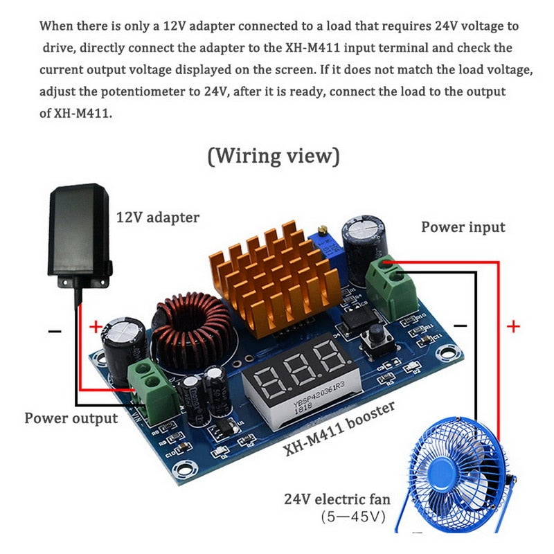 Convertitore DC Boost XH-M411 - 3-35V A 5-45V, Display Digitale, Regolabile, 100W Max - Foto 6
