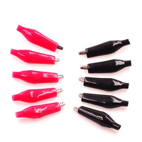 10pcs 28mm Crocodile Alligator Testing Clip Clamp Connector Insulated Red & Black
