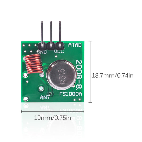 315Mhz Wireless RF Transmitter Module + Receiver Alarm Arduino DIY ...