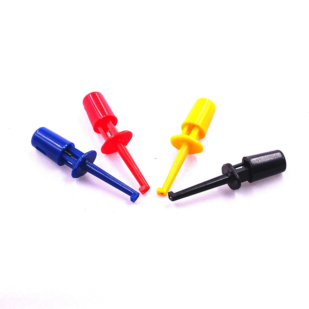 8Pcs 1.7" Multimeter Lead Wire Kit Test Hook Clip Grabbers 4 Colors Test Probe SMT/SMD