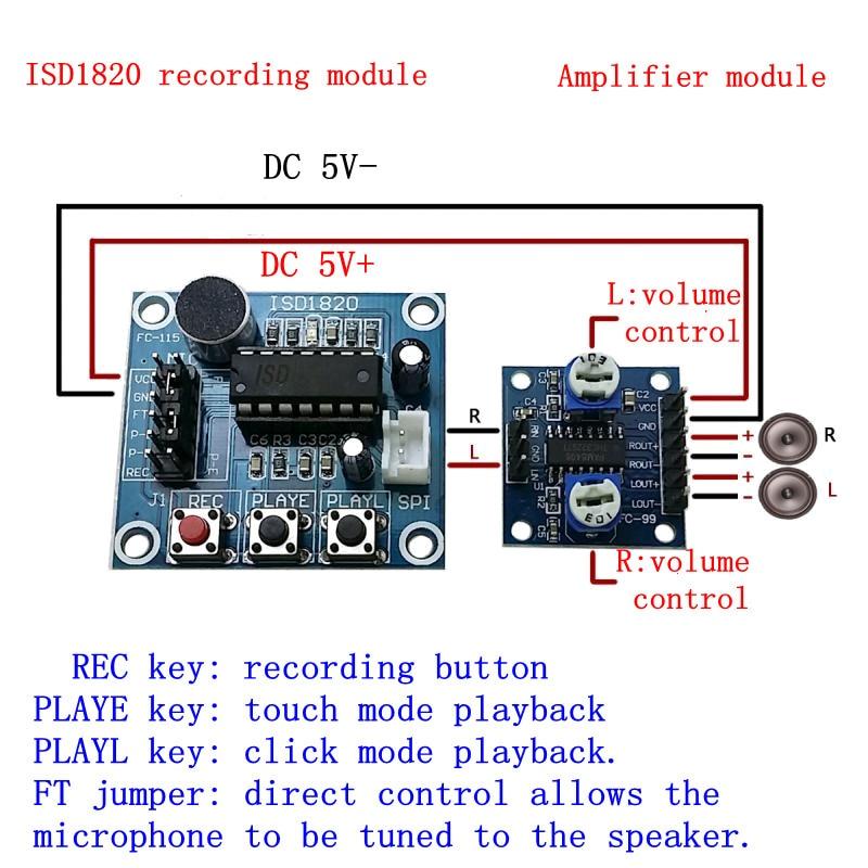 ISD1820 Sound Voice Recording Playback module w mini sound audio speaker - eElectronicParts
