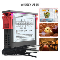 STC-3008 110V Dual LED Digital Thermostat Temperature Controller + 2 NTC Probe - eElectronicParts