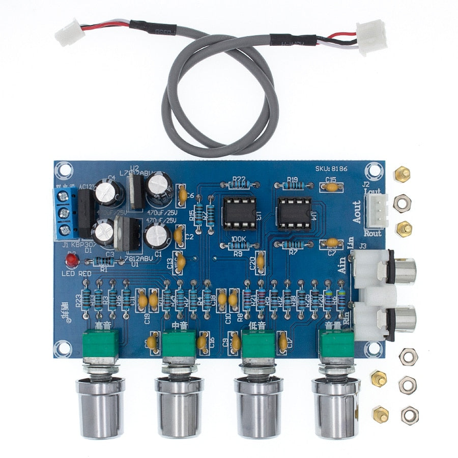 NE5532 Preamp Pre Amplifier Audio Adjustment Plate Double AC12V HIFI Amplifier Preamplifier Volume Tone Control - eElectronicParts