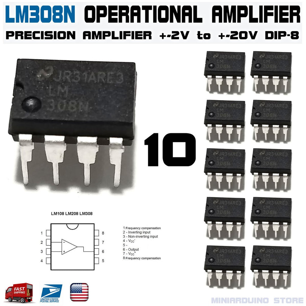 10pcs LM308N Operational Amplifier LM308 LM308AN DIP-8 - eElectronicParts