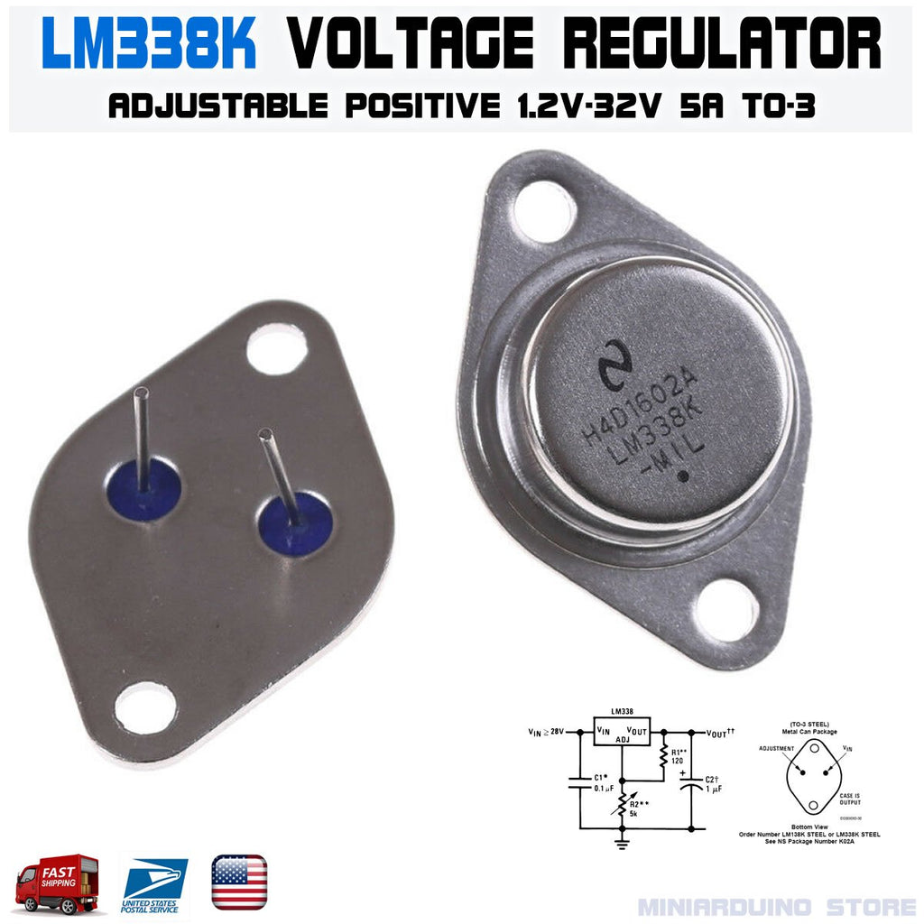 LM338K LM338 1.2-30V Adjustable Voltage Regulator 5A TO-3 - eElectronicParts