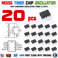 20pcs NE555P NE555 IC 555 High Precision Oscillator Timer DIP-8 Chip - eElectronicParts