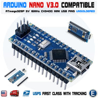 Arduino Nano V3.0 ATmega328 CH340G 5V 16MHz + Terminal Adapter Expansion Board - eElectronicParts