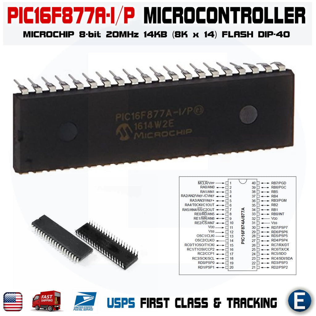 PIC16F877A-I/P PIC16F877A 16F877A DIP40 Enhanced Flash Microcontrollers PIC16F877A-I/P PIC16F877A 16F877A DIP40 Enhanced Flash Microcontrollers