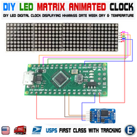 Arduino Digital LED Matrix Clock Nano MAX7219 Date Temperature DS3231 RTC DIY GREEN - eElectronicParts