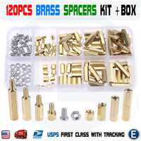 120pcs M3 Male Female Brass Hex Column Standoff Support Spacer Pillar + Box Case