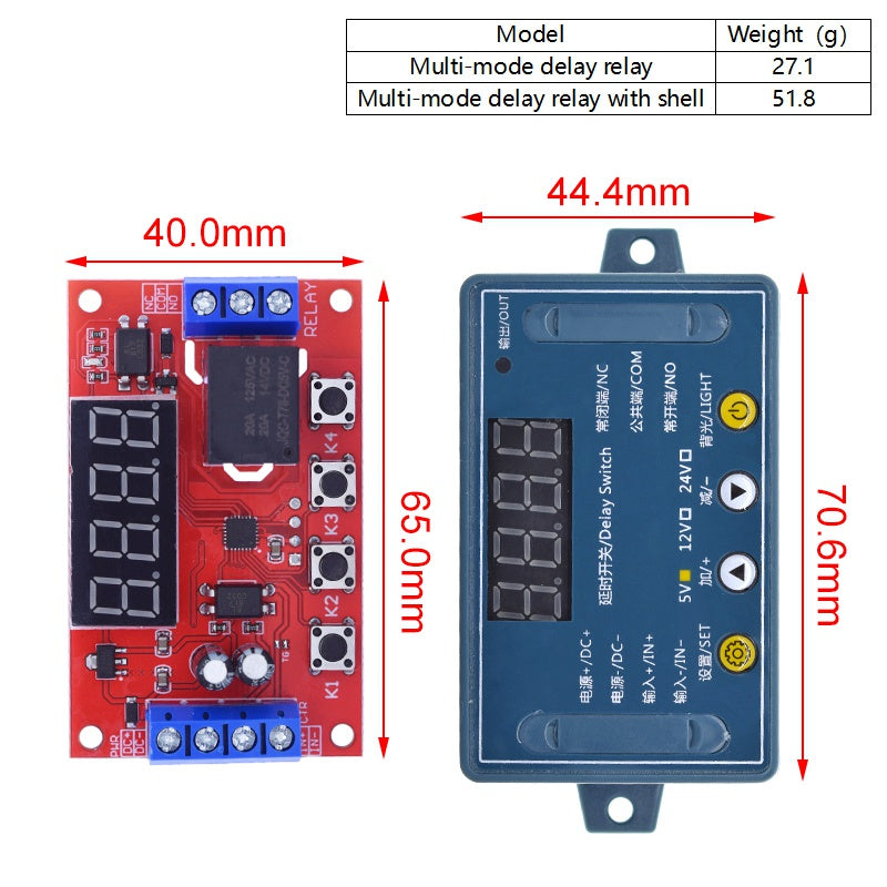 DC 5V 10A Adjustable Time Delay Relay Module LED Digital Timer Switch + Case