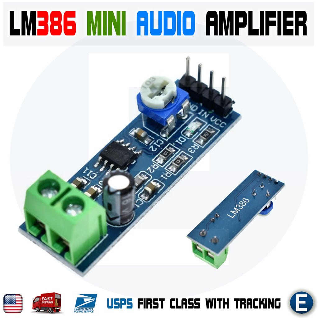1 x Audio Amplifier Module For Arduino 200 Times Gain 5V-12V LM386 ...