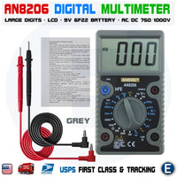 ANENG AN8206 large LCD Screen Digital Multimeter 1999 counts AC/DC voltage GREY - eElectronicParts