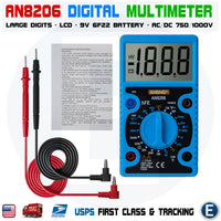 ANENG AN8206 large LCD Screen Digital Multimeter 1999 counts AC/DC voltage BLUE - eElectronicParts