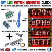 Arduino Digital LED Matrix Clock Nano MAX7219 Date Temperature DS3231 RTC DIY RED - eElectronicParts