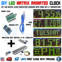 Arduino Digital LED Matrix Clock Nano MAX7219 Date Temperature DS3231 RTC DIY GREEN - eElectronicParts
