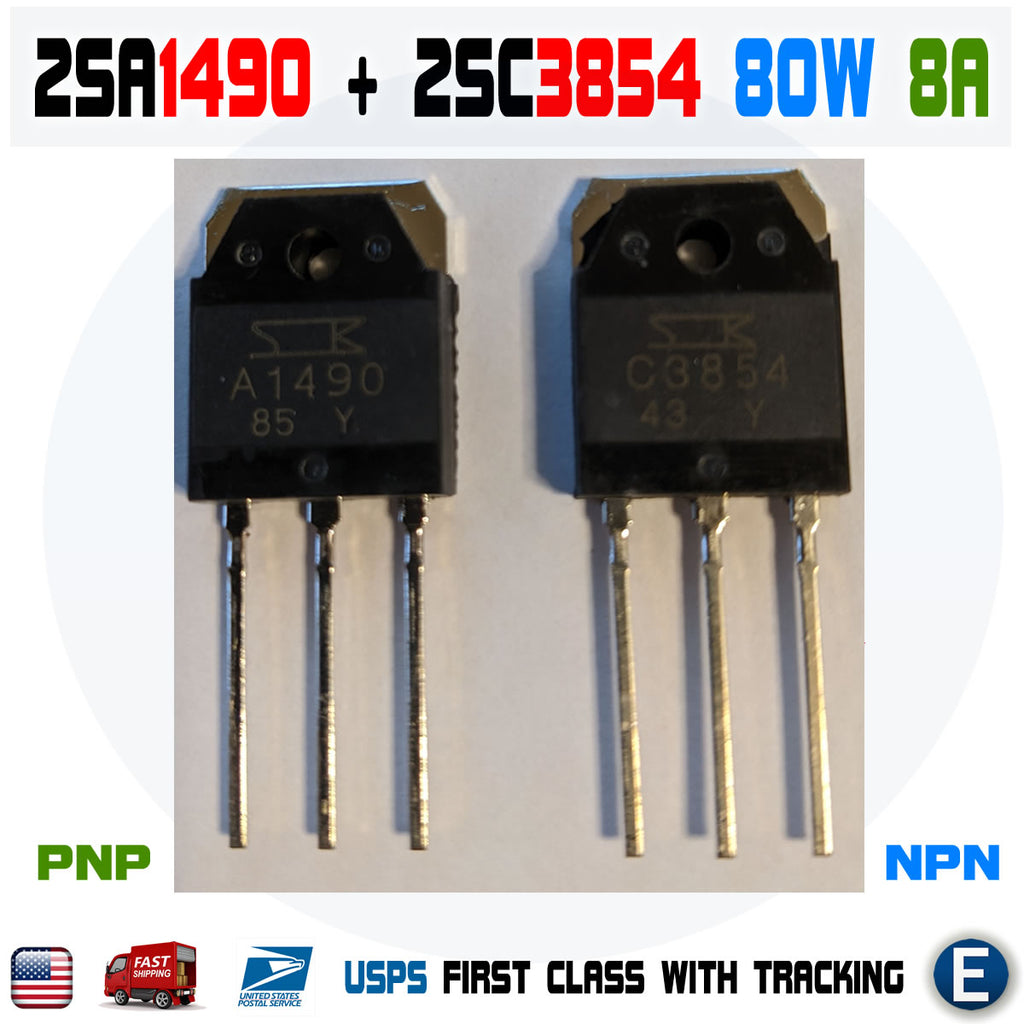2SA1490N + 2SC3854N Transistor PNP NPN 120V 8A 80W A1490N C3854N TO-3P