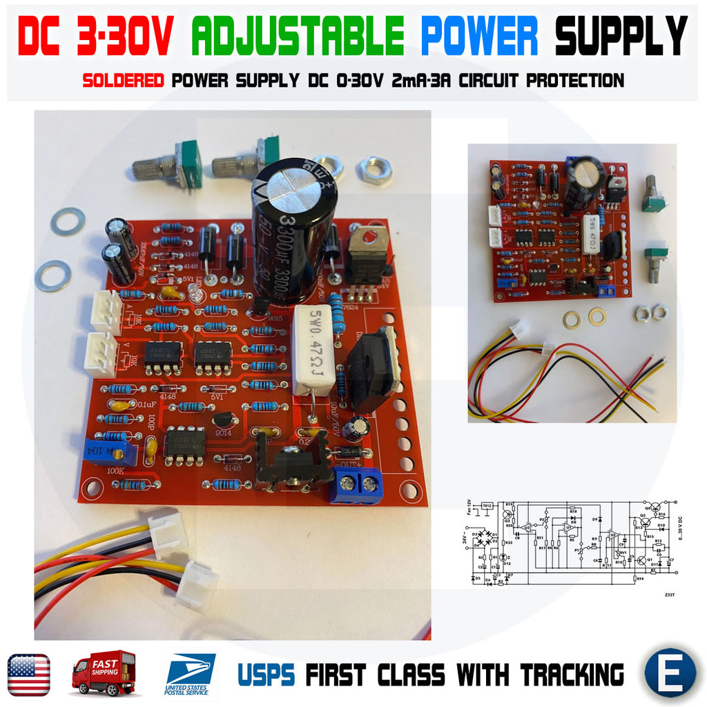 Soldered DC 0-30V Regulated Power Supply Module 2mA-3A Adjustable DC