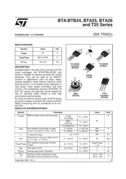 5Pcs BTA26-600B Triac ST MICRO Thyristor BTA26600B STM 26A 600V TOP-3L - eElectronicParts