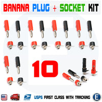 10pcs Male + Female 4mm Banana Plug + Socket Screw Connector 5Sets J072 Audio