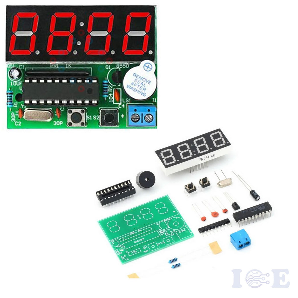 C51 4 Bits LED Digital Electronic Clock AT89C2051 C51 Production Suite DIY Kit - eElectronicParts