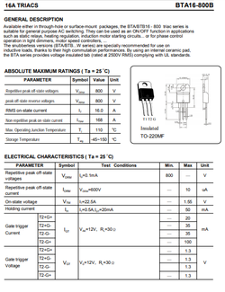 10PCS BTA16-800B Thyristor Triac 800V 16A TO-220 BTA16-800 - eElectronicParts