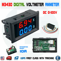 1pcs DC 0-100V 10A  Voltmeter Ammeter Blue + Red LED Amp Dual Digital DSN-VC288