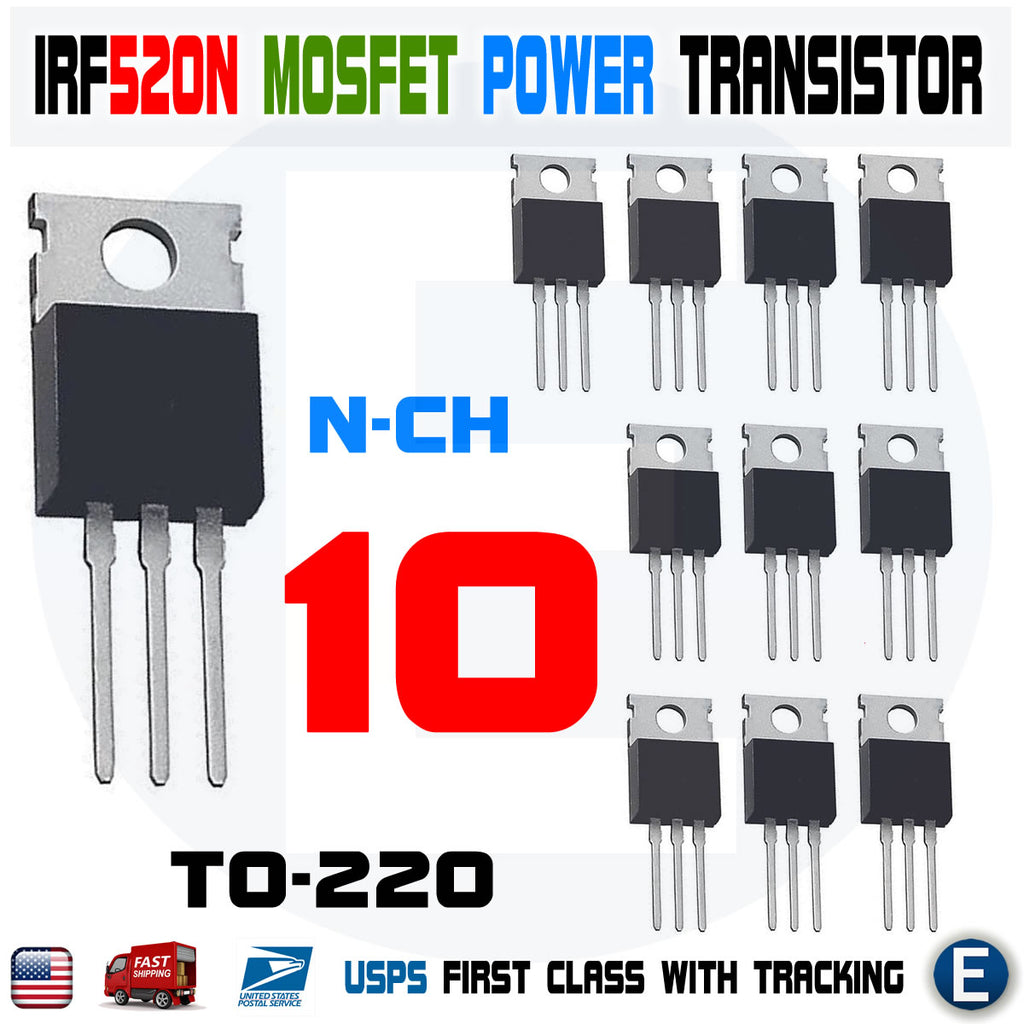 10pcs IRF520 IRF520N N-Channel IR Power MOSFET Transistor TO-220