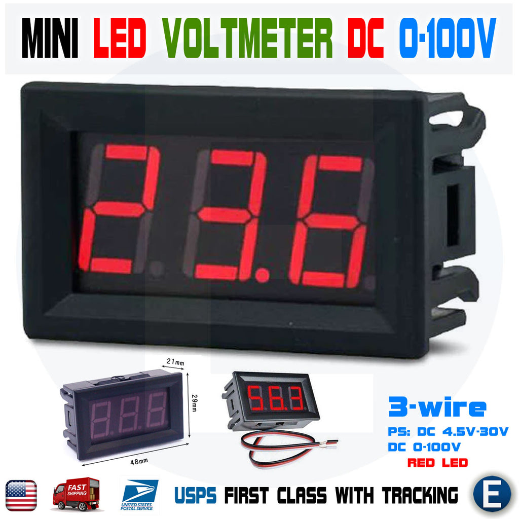 DC 0-100V 3-Wire Mini Digital Voltmeter Tester Module Red LED Display Panel 0.56 inch