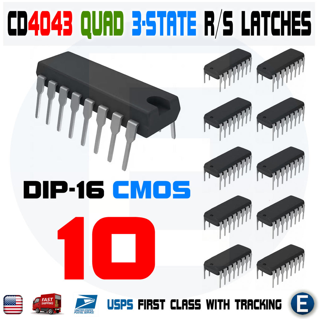 10PCS CD4043BE CD4043 CMOS Quad NOR R/S Latch w/ 3-State O/P IC DIP-16