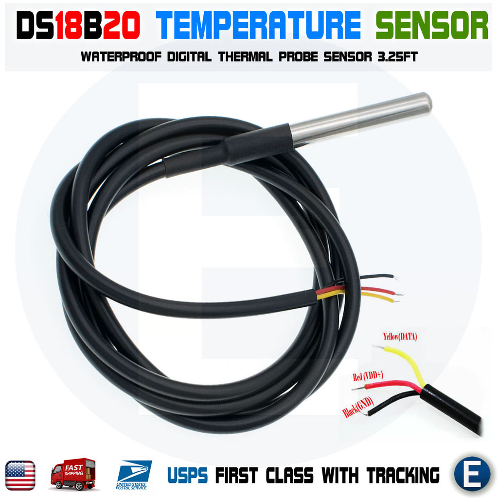 DS18B20 Waterproof Digital Thermal Probe Sensor 3.25ft 1M Arduino Raspberry Pi