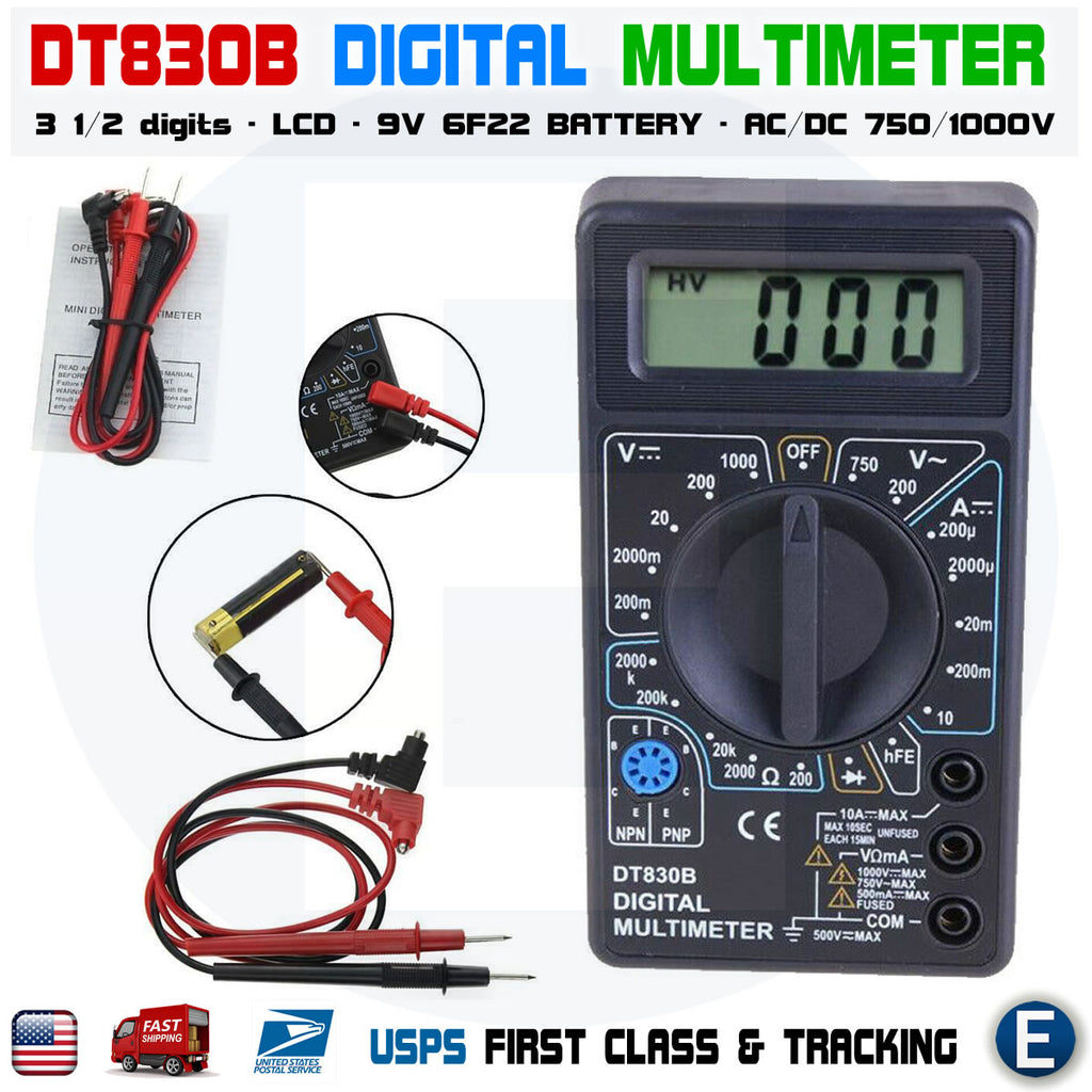 Tiyuyo DT-830B LCD Digital Multimeter AC/DC 750/1000V Amp Volt Ohm
