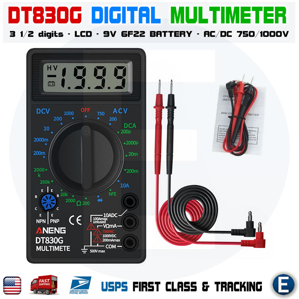 DT830G Digital Multimeter Electric Voltmeter Ammeter Ohm Mini Tester Meter - eElectronicParts