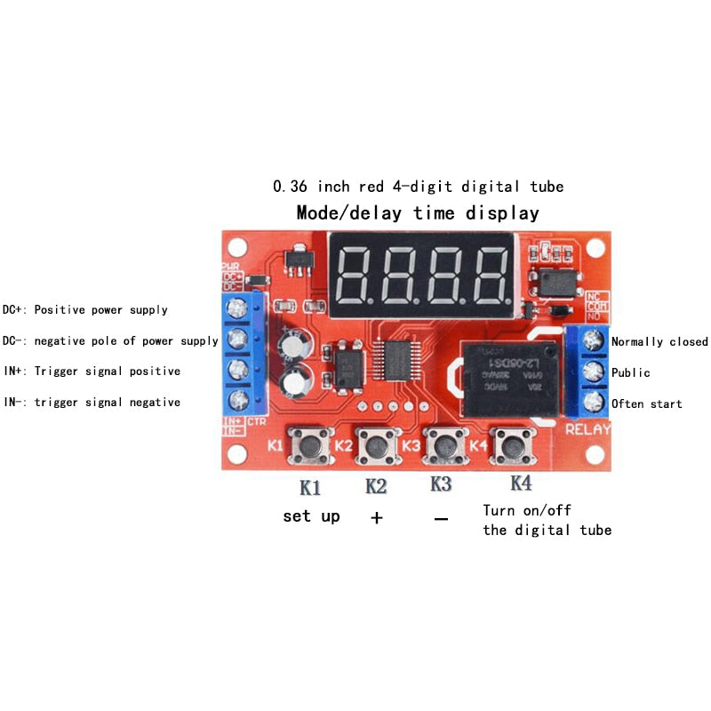 DC 5V 10A Adjustable Time Delay Relay Module LED Digital Timer Switch + Case