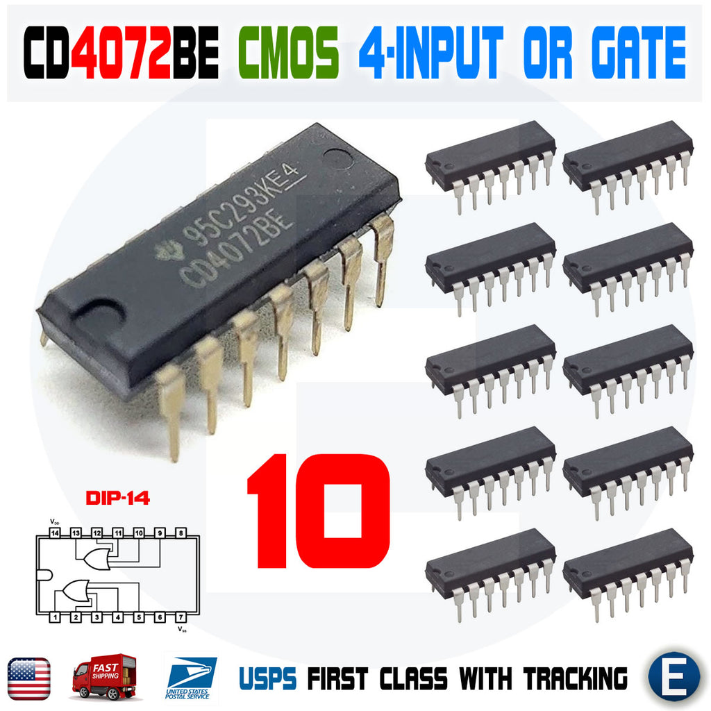 10pcs CD4072 CD4072BE 4072 CMOS Dual 4-input OR gate DIP-14 TI IC
