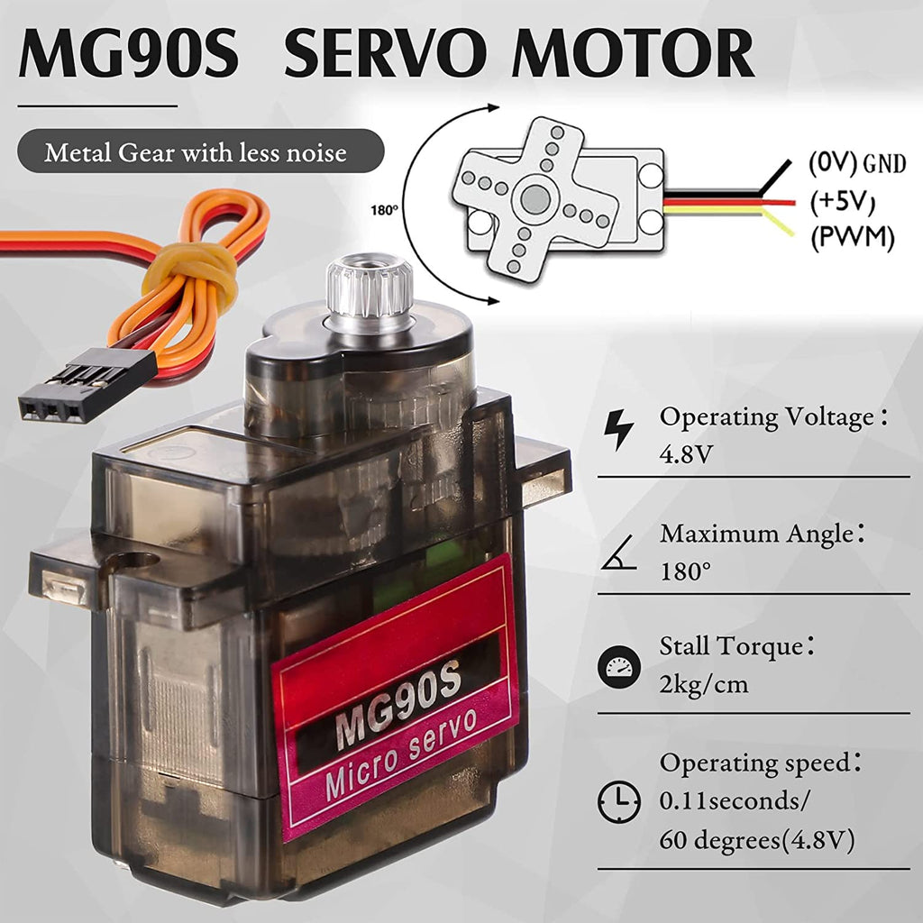 2 MG90S Micro Metal Gear 9g Servo for RC Airplane Helicopter Boat upgraded SG90