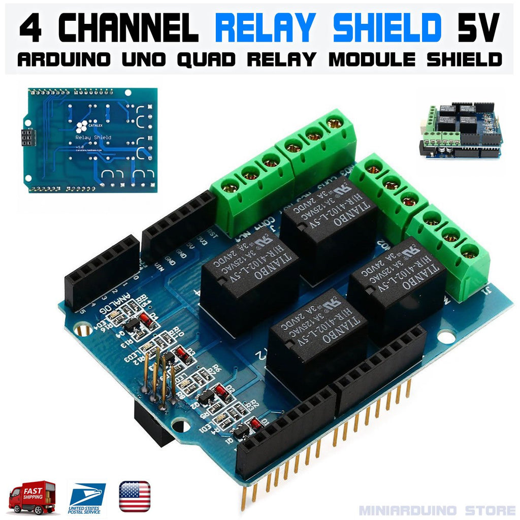 Relay Shield 5V 4-channel 4CH relay QUAD module Arduino UNO R3 ...