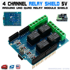 Shield Rel&egrave; 4 Canali 5V Per Arduino UNO R3 - Controllo Microcontrollore Con LED Di Stato