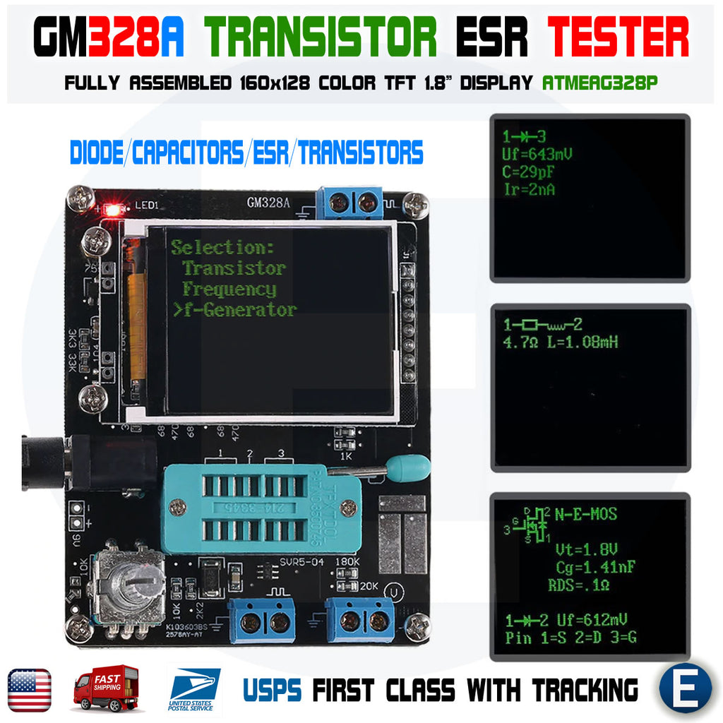 GM328A Transistor Tester Diode Capacitance ESR Voltage Frequency Meter PWM