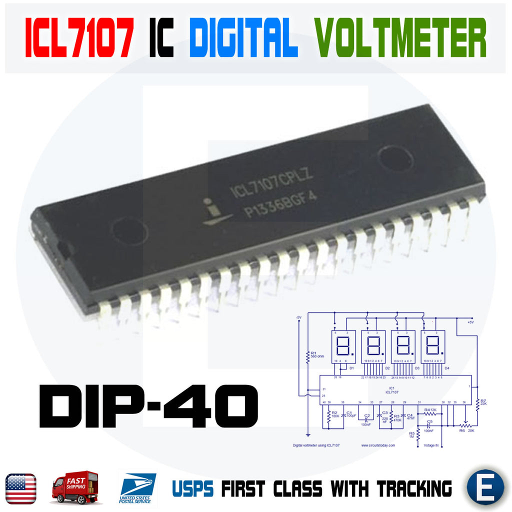 ICL7107CPLZ DIP-40 3 1/2 Digit LED Display Digital Voltmeter A/D ICL7107 Converter IC