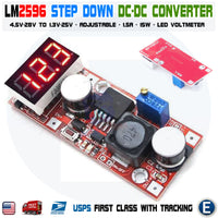 LM2596 DC-DC 4.5-28V to 3.3V 5V 6V 9V 12V 24V Step Down Buck Converter Board LED Voltmeter Module