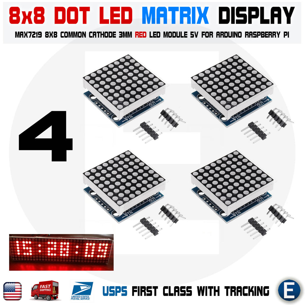 4pcs MAX7219 dot matrix 8x8 8*8 led display module Arduino Raspberry p ...